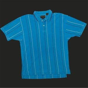 Classic 80s/90s Grandpa Teal Pin Stripe Knit Funky Golf Polo
